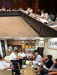 (上圖)縣長劉增應、議長張永江代表出席國發會國內、國際商港建設計畫審查會議,提案獲得初步認同;(下圖)下午立委陳雪生邀集各方討論白沙港防波堤工程案。(圖:連江縣政府、立委陳雪生辦公室)