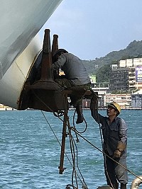 「臺馬之星」船艏撞擊異聲21日經過維修後情況已大幅改善。(圖:連江航業)