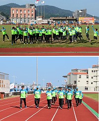 縣運會會內賽昨天登場,在趣味競賽項目,今年新添單位主官2千公尺健走。(圖/文:吳嘉榮)