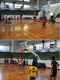 105年度運動i台灣籃球育樂營於南竿體育館歡樂登場,吸引國小生約50人到場體驗;陳澔璘、王登彥、林建中、邱建國等好手擔任教練,透過寓教於樂的方式讓小朋友打從心裡愛上籃球。(圖/文:曹重偉)