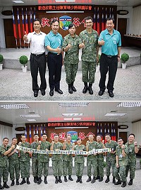 上圖:莫指揮官偕陳主任與劉縣長、張議長及馬管處王處長等地方首長合影。下圖:陳主任與幕僚同仁合影。(圖/文:陳又傑)