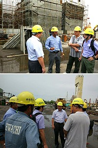 為掌握橋仔碼頭整建及周邊改善工程執行進度,建設局長劉德全昨天前往高雄旗津工區督導和了解施作情形。(圖:建設局)