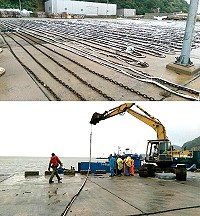 地區商港水文氣象資料監測海底電纜遭拖網船扯斷,海纜重新展開修復佈放。(圖/文:陳鵬雄)