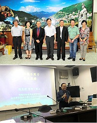 曾在馬祖擔任外科醫師的陶聲洋防癌基金會董事長陳光耀,睽違57年再次踏上馬祖土地,縣長劉增應對於老前輩到訪相當開心,一起回憶馬祖醫療一路走來的篳路藍縷。陳光耀下午為醫護人員演講防癌治癌新觀念,並說明外科致癌不用刀-低次放療。(圖/文:曹重偉)