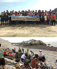 莒光鄉「推廣環保教育宣導暨秋季擴大淨灘活動」,軍民合力恢復海岸線美麗風貌。(圖/文:宋幸儒)
