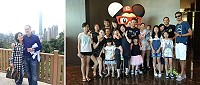旅台鄉親、新竹美麗信總經理董愛珠靠自身努力在飯店業竄起,圖為與美籍夫婿在北市101大樓前暨與家人兄弟姊妹在新竹美麗信酒店合影。(圖:董愛珠提供)
