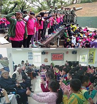「介」菸長「壽」,動出健康!介壽國中小及幼兒園昨日舉辦105學年度秋季遠足反菸毒健行活動暨校際木球比賽,融入防災、國防、海洋、戒菸、租稅、環境等宣導教育,鼓勵師生及家長多接近大自然,並倡導正當、健康的休閒生活。(圖:介壽國中小、幼兒園提供)
