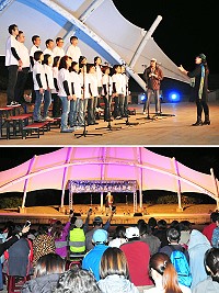 　國際馬拉松前夕，文化局特在介壽澳口公園推出《海島歌謠音樂會》；雅韻合唱團獻唱馬祖酒歌、歡迎你到馬祖來等多首代表性在地歌謠，美聲感動全場。（圖／文：曹重偉）