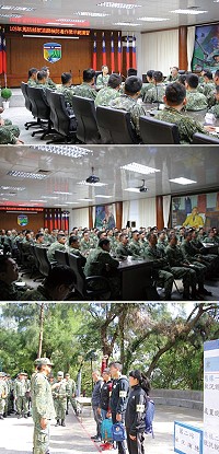 (上圖)莫指揮官提醒各級幹部落實反毒工作。(中圖)承辦單位宣導反毒規定。(下圖)嚴格執行篩檢作業。(圖/文:范智傑)