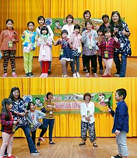 閱讀起步走系列壓軸活動福州話趣味賽13日在馬港圖書館舉行,吸引10多組親子檔參加,一番比手畫腳之後,由薛文婷獲冠軍。(圖:連江縣政府文化局)