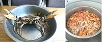 　野生紅蟳數量少，加老酒和糯米蒸煮是道地又傳統漁夫料理。（圖：王家凌）