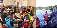 中華職棒統一獅代總教練黃甘霖(甘蔗)來馬進行7天深度旅遊,行程滿滿的他除了前往馬港天后宮參拜還願外,也到北竿外礁釣魚,並在神辳居婚宴廣場宴請馬祖好友吃團聚飯。(圖:曹玉華、陳學興提供)