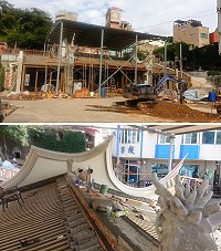 南竿仁愛村金板境天后宮今年4月起修建,主體接近完工及恢復廟頂龍吻脊。(圖:本報編輯部)