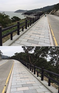 北竿環島北路橋仔至芹壁全段設置自行車道,近期完工開放使用。(圖/文:陳鵬雄)