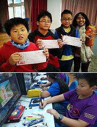 仁愛國小學生15日開心收到美國的聖誕老人回信祝福,成為他們提早收到的聖誕禮物。(圖:王建華提供)