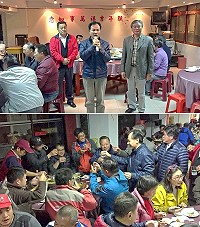 　馬祖境天后宮今年度歲末「全福」餐會16日晚間在廟中交誼廳歡樂登場，原主委曾林官將卸任；縣長劉增應專程到場致意，強調縣府會持續充實媽祖宗教園區。（圖／文：曹重偉）