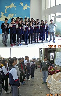 環保教育從校園生根,馬中學生觀摩回收物後端作業,他們對於環保局維護好山好水的努力,以及資源回收處理成果留下深刻印象。(圖:連江縣政府環保局)
