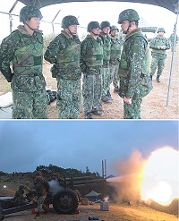 上圖:參謀長勤前教育 。下圖:射擊實況 。(圖/文:吳誌益)