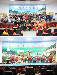 上圖:指揮官與官兵開心合影。下圖:兩棲連展現力與美的表演。(圖/文:范智傑)