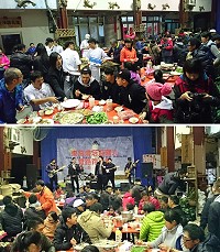　東莒歲末卡拉OK聯歡晚會昨晚在東莒熱鬧登場，台上台下一起歡唱，氣氛十分熱絡。（圖：馬管處提供）