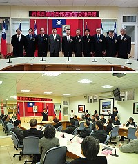 連江縣政府舉行新任副縣長暨首長聯合佈達宣誓就職交接典禮,副縣長王忠銘、5位新任局長正式佈達。(圖:馮紹夫、林志豐)