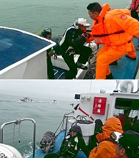 北竿娛樂漁船「梅花公主」號7日上午在亮島附近海域發生引擎故障,馬祖海巡隊獲得訊息後,立即派遣線上巡防艇PP-2036前往救助,並將船上遊客都接上海巡艇照顧;吳姓船主非常感謝海巡隊緊急伸出援手。(圖:馬祖海巡隊)