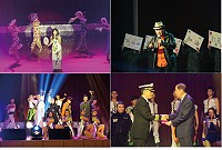 (上左)「小鄧麗君」張 瀞 云為官兵演唱動人歌曲。(上右)知名歌星劉福助為官兵演唱。(下左)藝工隊帶來精彩的表演。(下右)李棟樑理事長感謝藝工隊演出。(圖/文:謝佳熹)