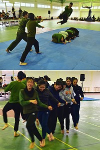 　金雞起舞，東引防區官兵勤加演練舞龍舞獅與熱舞等表演節目，準備在28日大年初一精彩呈現。（圖／文：陳其敏）