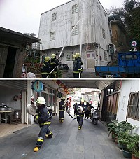 莒光東、西消防分隊結合義消常訓,進行春節元宵擺暝火警搶救演練,熟悉救災、救護技能,以提升義消人員的救災效率。(圖/文:莒光消防分隊、宋幸儒)