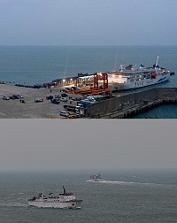台、馬海上交通停航一星期之後,昨天(25日)上午東引中柱港迎來臺馬之星、合富輪、臺馬輪3艘客貨輪先後停靠,串起島與島之間的春節疏運。(圖/文:陳其敏)