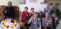 107歲津沙旅台人瑞邱依期生日前夕28日大年初一將百歲起領取6金、6戒分送6子女,長女邱淑金(後排左2)、大兒子邱吉勇(前右1)。(圖:津沙客棧老闆邱吉勇提供)