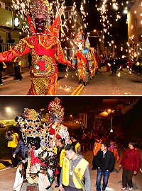 東引鄉「十八暝」遶境,震撼力十足,迎神隊伍所到之處煙硝瀰漫。(圖/文:陳其敏)