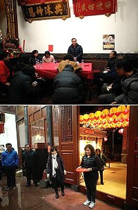 馬祖北極玄天宮宗教發展協會第4屆理監事改選,陳書建14日連任會長,並即討論會務發展;票選進入前10名為當然理事,第2輪前10名自行當眾「筊杯」,聖筊最多者出任會長,5名婦女保障理事聖筊最多者出任其中1名副會長。(圖:馬祖北極玄天宮宗發協會常務監事林樹清提供)