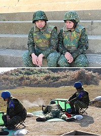 上圖:華安(圖左)與玉茹(圖右)笑容十分燦爛。下圖:單位射擊訓練,兄妹三人皆打出亮眼成績。(圖/文:古鎮瑋)