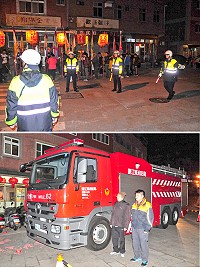 　元宵節期間各村遶境相當密集，每村都要到場指揮交通的警察人員及待命的消防人員相當辛苦，在這群無名英雄的努力下，才能讓各村平安順利完成遶境活動。（圖／文：曹重偉）