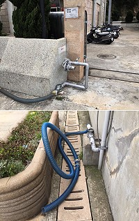 鑑於今年可能會有旱象,為節省水資源,特別開放污水處理廠之回收水,歡迎民眾多加利用。凡需要取水的軍民可以至各處理廠回收水接口取水,介壽村接口就在水資源回收中心的大門,福澳村在救生大隊旁。(圖/文:曹重偉)