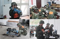 (左上圖)武器裝備實作。(右上圖)學科鑑測。(左下圖)武器裝備實作。(右下圖)通信專長實作鑑測。(圖/文:陳紀彰)