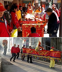 西路境彣大王廟恭送陳元帥回宮,田澳境迎接陳元帥到府作客,擺暝活動全島熱鬧滾滾。(圖/文:宋幸儒)