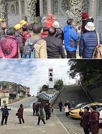 連假第2天,在天公作美之下,地區湧現陸客人潮,每到一個景點就相當好奇地到處拍照紀念,也都對依山傍海的天后宮稱讚景色怡人,也對靈穴傳說嘖嘖稱奇!(圖/文:曹重偉)