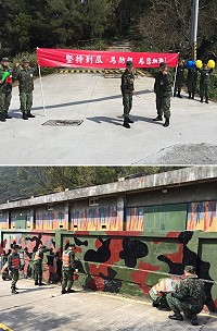 北竿硬地超級馬拉松進入倒數,北高守備大隊加油團開始排練和環境美化工作。(圖/文:陳鵬雄)