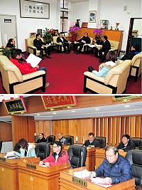 連江縣議會第六屆第四次臨時大會昨召開預備會議,縣長劉增應專程前往拜會,預祝此次臨時會圓滿順利。(圖/文:曹重偉)