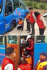 因應地區旅遊旺季即將來臨,連江縣交通旅遊局與連江監理站特別實施遊覽車臨時安全檢查工作,以提供旅遊安全環境,讓遊客能安心暢遊。(圖/文:曹重偉)