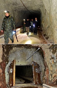 東引中興坑道貫穿南澳山,今年春節前,縣長劉增應、議長張永江等人進入中興坑道勘察,了解內部環境及評估與觀光結合的可能性。(圖/文:陳其敏)