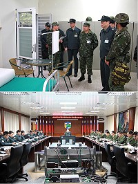 上圖:副司令視導津沙營區營舍。下圖:副司令召開後勤支援能量整備會議。(圖/文:吳誌益)