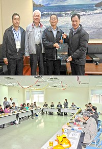 仰慕馬祖好風光,新北市環保局環評委員一行23日由副局長王美文領軍,專程抵馬進行兩天一夜的環評監督觀摩及教育訓練,拜會縣長劉增應及珠山電廠,委員們對充滿閩東特色電廠外觀表示驚艷,也認同電廠方面對維護周遭環境的努力。(圖/文:曹重偉)