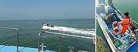 大陸快艇越界捕魚挑釁拒檢,海巡鍥而不捨追捕,後於莒光海域成功攔截,查獲非法越界捕魚之大陸快艇1艘4人。(圖:馬祖海巡隊)