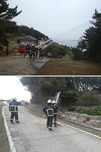 配合清明節到來,東、西莒消防分隊結合義消常訓,進行清明公墓搶救演練。(圖/文:莒光消防分隊、宋幸儒)