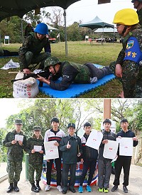 (上圖)學生進行實彈射擊。(下圖)教官與學生於射擊後合影。(圖/文:吳誌益)