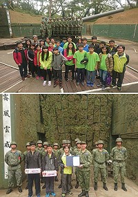 (上圖)中山國中師生與砲班官兵合影。(下圖)中山國中致贈感謝狀(圖/文:謝佳熹)