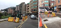 山隴入村口處道路溝蓋改換暗溝施作,採半半施工,一半已完成及養護,全部完成要至28日。(圖:本報編輯部)